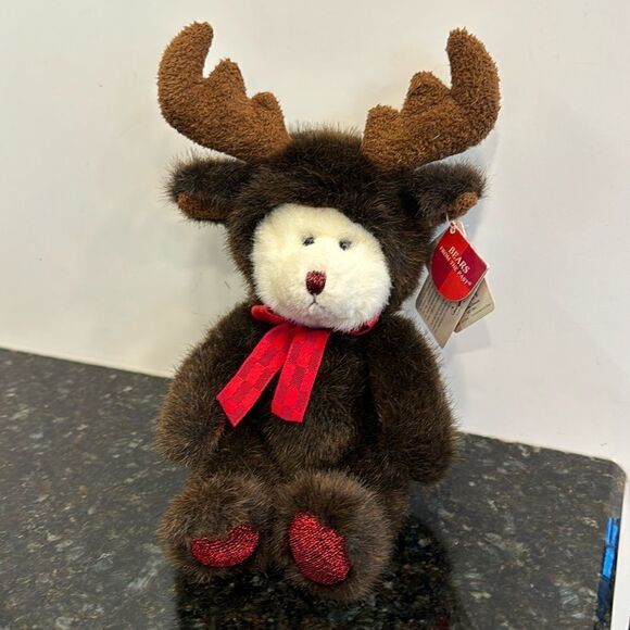 Russ Berrie Plush Teddy Bear BROOSE Moose Costume Sparkle Feet Christmas Holiday - Picture 1 of 13
